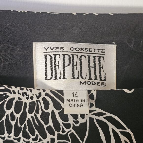 Vintage 80s Yves Cossette Depeche Mode Floral Silk Dress 14 Gothic Dark Floral - Picture 3 of 7